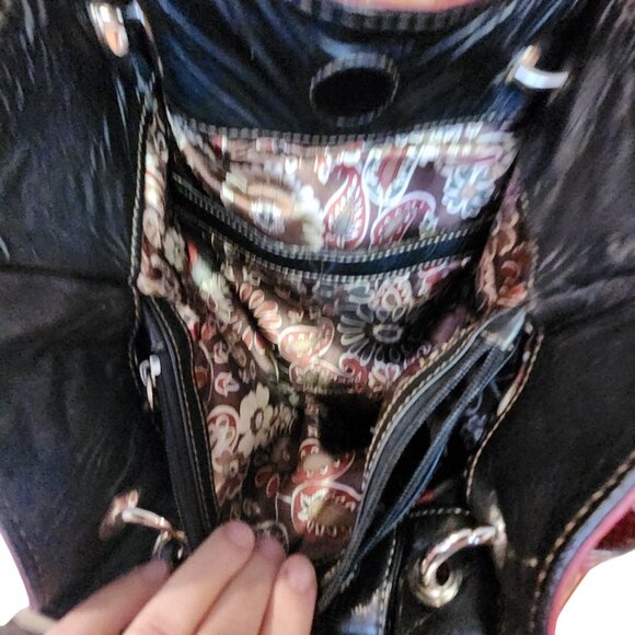 Tignanello Bucket Tote Shoulder Bag Reptile print Red - Picture 6 of 9